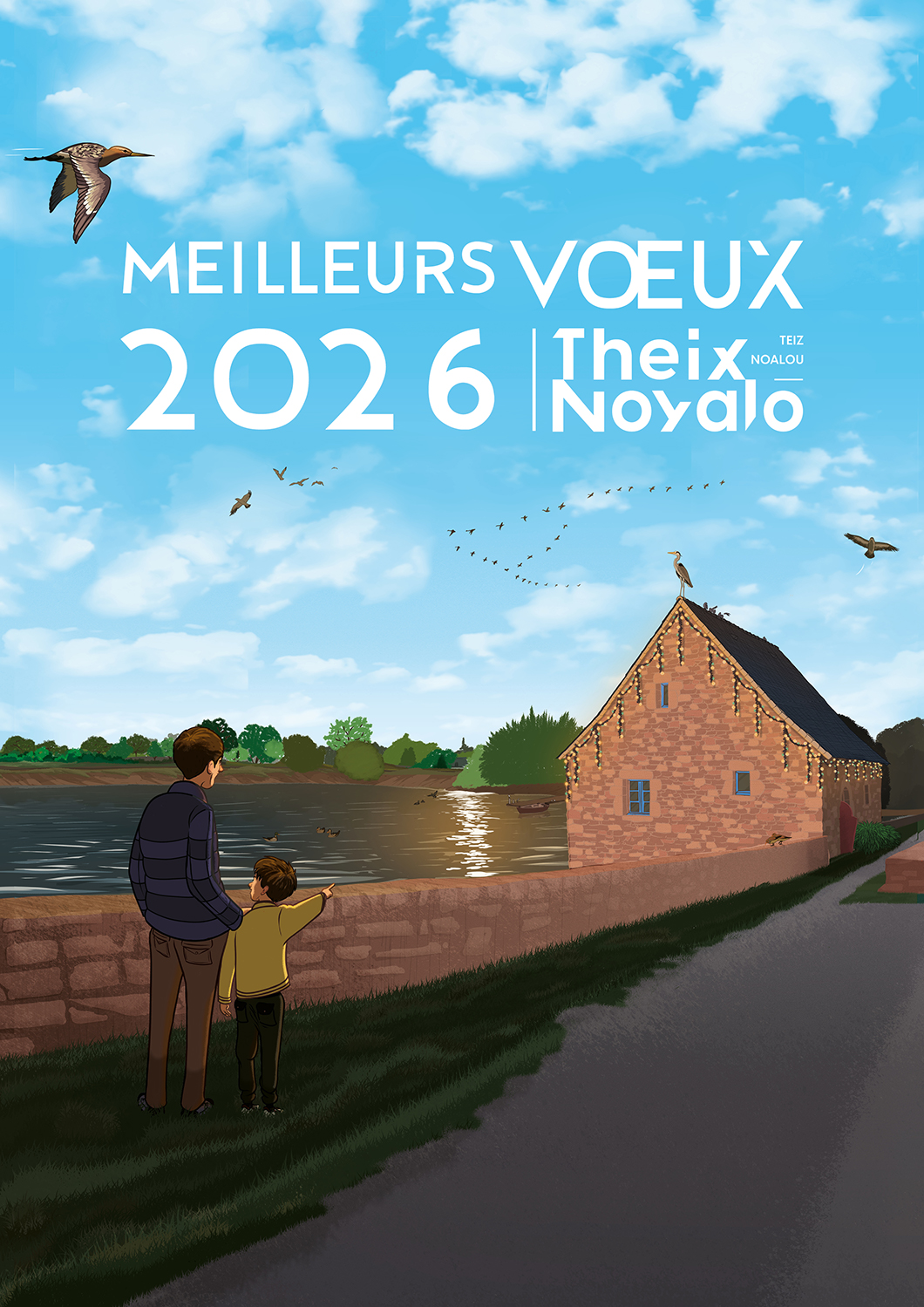 VisuelNouvelleAnnée-MairieTheixNoyalo Carte de vœux 2026 illustrée pour la mairie de Theix-Noyalo